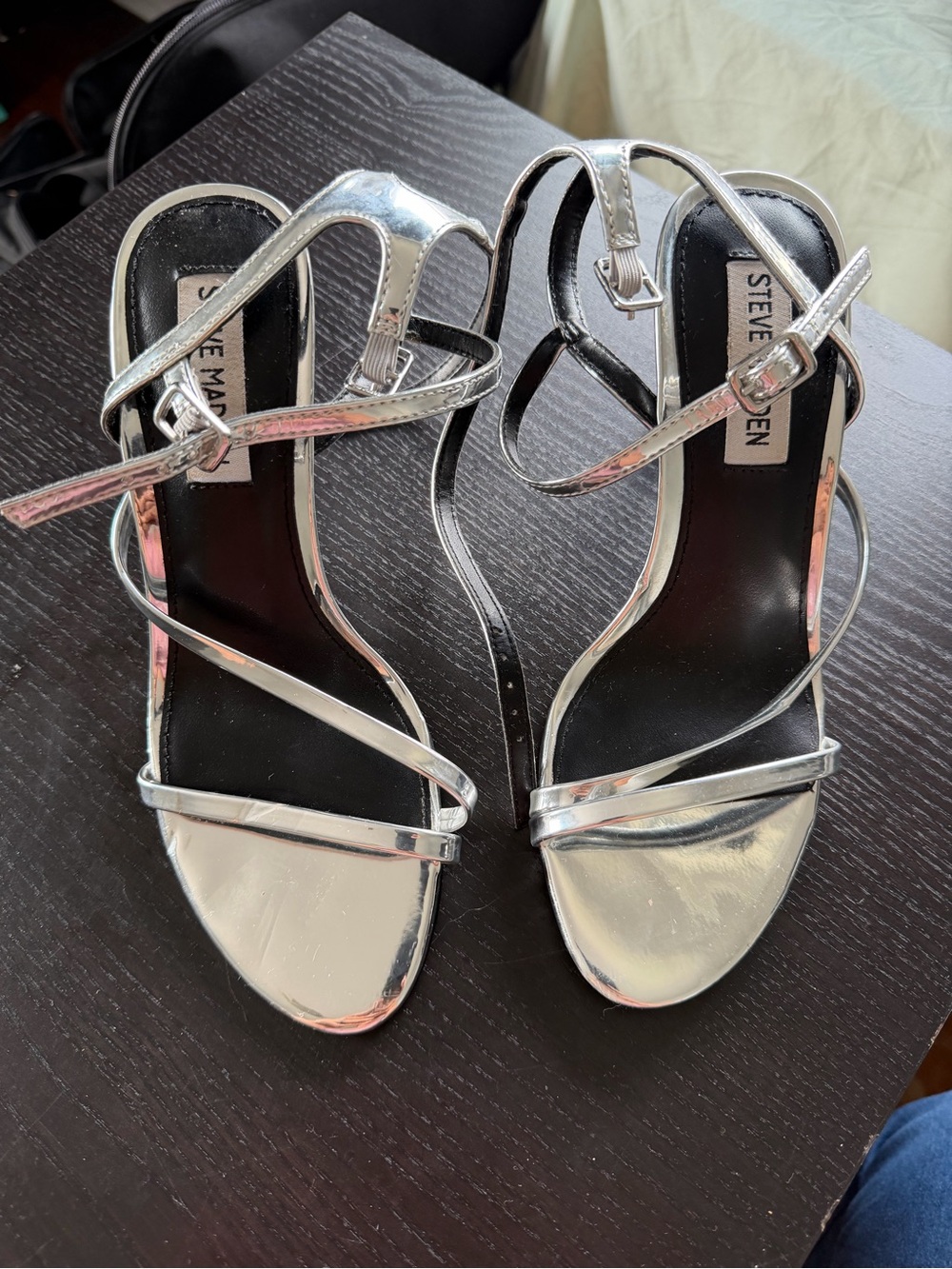 Steve Madden Metallic Silver Strappy Heels
